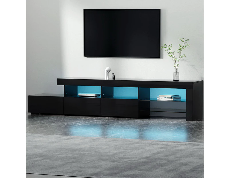 Artiss Entertainment Unit TV Cabinet LED 215cm Black Caya