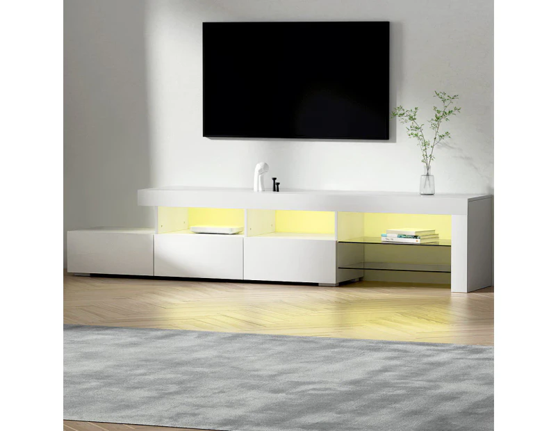 Artiss Entertainment Unit TV Cabinet LED 215cm White Caya