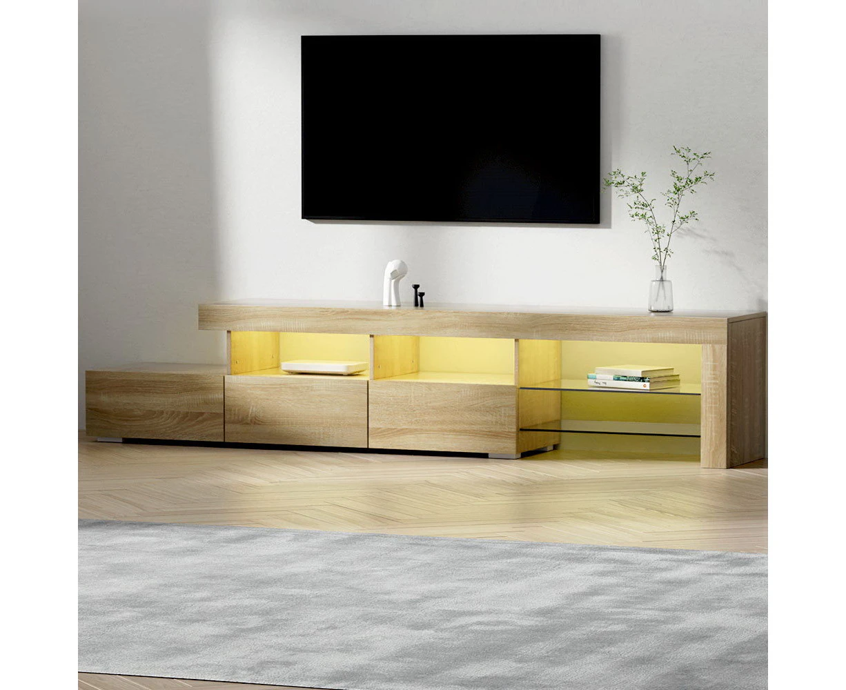 Artiss Entertainment Unit TV Cabinet LED 215cm Pine Caya