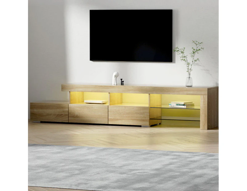 Artiss Entertainment Unit TV Cabinet LED 215cm Pine Caya