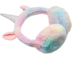 Cute Rainbow Unicorn Earmuffs for Women Kids Girls, Foldable Warm Soft Plush Comfortable Outdoor Winter Ear Warmers