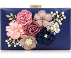 Evening Bag for Women, Flower Wedding Evening Clutch Purse Bride Floral Clutch Bag,navy blue