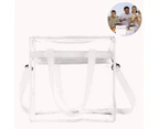Clear bags Stadium Approved Clear Tote Bag with Zipper Closure Crossbody Messenger Shoulder Bag with Adjustable Strap,White