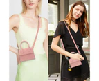 Mini Purse for Women, Trendy Mini Bag and Croc Tiny Handbag with Curved Flapcover,pink