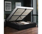 Oikiture Bed Frame Double Size LED Gas Lift Black LAYZ