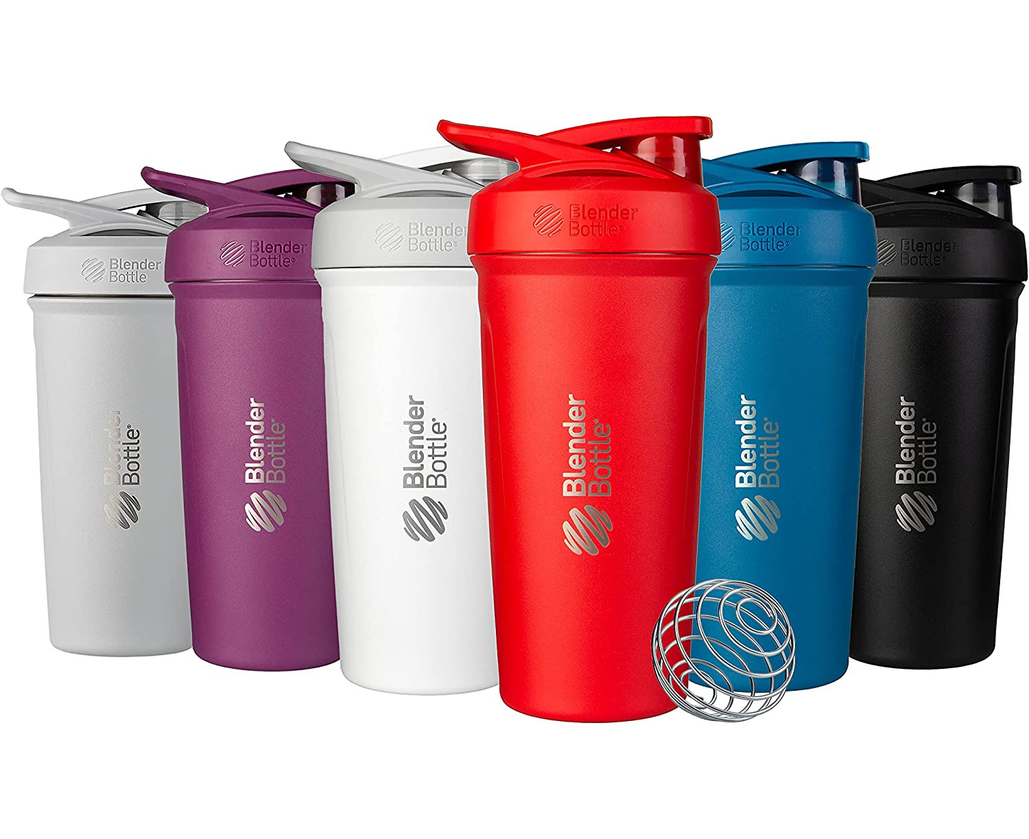 BlenderBottle Strada 24 oz Stainless Steel Shaker Cup White with  Push-Button and Locking Mechanism