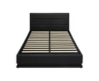 Oikiture Bed Frame Double Size LED Gas Lift Black LAYZ