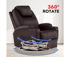 Recliner Chair Lounge PU Leather Electric Massage Chair 8-Point Heated Armchair Brown