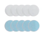 Reusable Makeup Remover Pads - 10 Pieces Soft Organic Cotton Rounds with Washable Drawstring,5White+5Blue