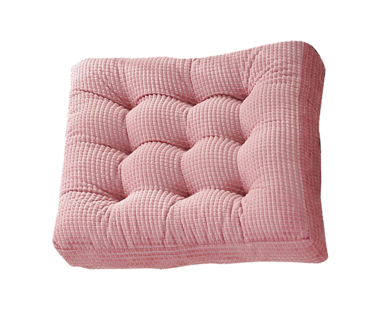 Thickened tufted cushion, solid square cushion corduroy chair cushion pillow seat soft Pink