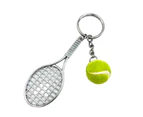 2Pcs Sports Fan Mini Tennis Keychain Pendant Bag Keyring DIY Crafts Accessories - Green
