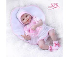 55CM 0-3Month real baby size smile baby with teeth realitic reborn baby doll  lifelike soft touch weighted body doll in pink dre