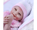 55CM 0-3Month real baby size smile baby with teeth realitic reborn baby doll  lifelike soft touch weighted body doll in pink dre