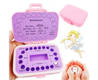 Baby Teeth Keepsake Box, pp Children Kids Tooth Storage Holder Organizer Printed in English to Keep The Child-Wood Memory -pink