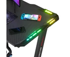 Gaming Office Desk LED Light & Gaming Office Chair Tilt 135°with Footrest Black