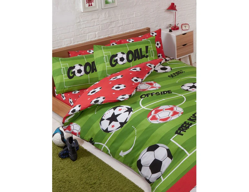Bedding & Beyond Football Duvet Cover Set (Red/Green) - AG2198