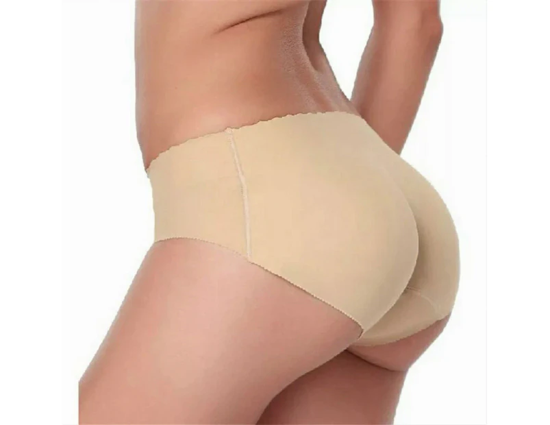 Padded Butt Enhancer Shaper Hip Up Lady Sexy Panties Seamless Soft Underwear - Natural