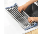 Dish Drying Rack, Roll Up Dish Drying Rack Kitchen Dish Rack Stainless Steel Sink Drying Rack, Foldable Dish Drainer-17.8''x11.8''