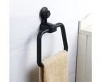 Towel Ring Punch Free Wall Mounted Removable Simple Installation Good Weight Capacity ABS Hand Towel Holder with Strong Suction Base Home Supplies-Black - Black