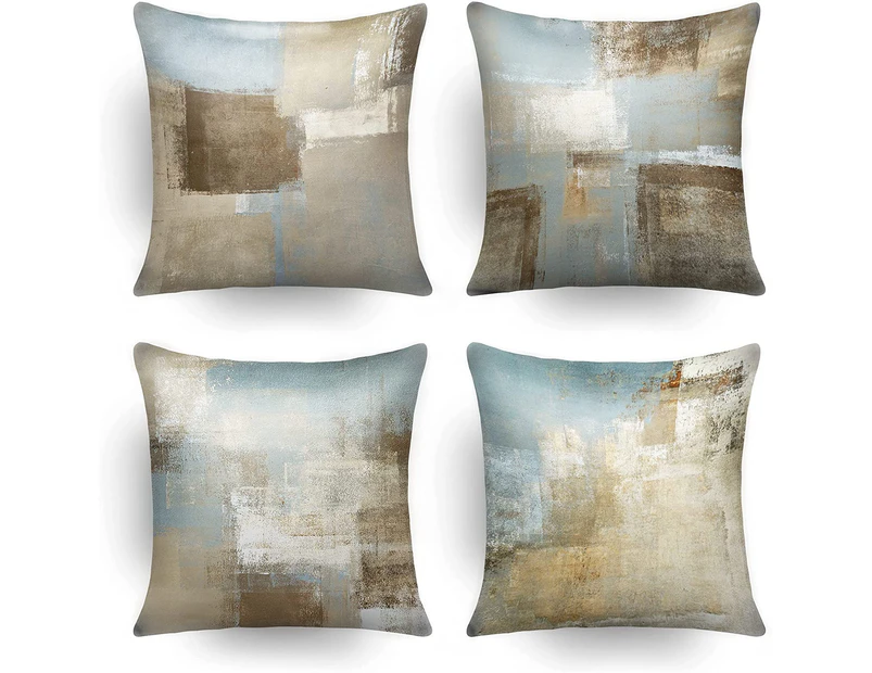 4 Pack Throw Pillow Covers Abstract Pillow Throw Pillows Decorative Pillows Artwork Abstract Art Soft Gray Turquoise Bedroom Decor 18"X18"
