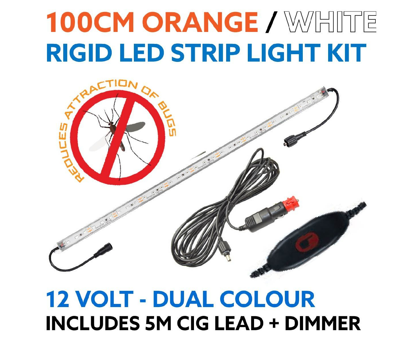 100cm 12V White Orange Dual Color Rigid LED Strip Light Kit w