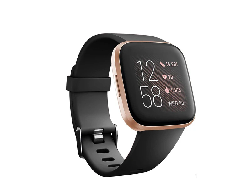 Black fitbit versa clearance with rose gold band