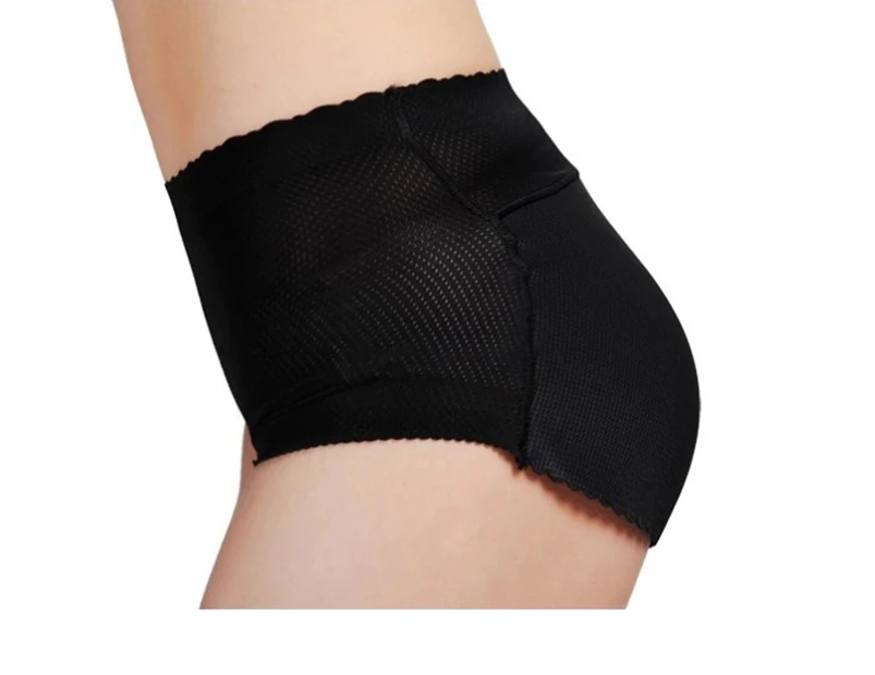Breathable High waist Padded Butt Enhancer Shaper Hip Up Lady Sexy Panties Seamless Soft Underwear - Black