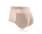 Breathable High waist Padded Butt Enhancer Shaper Hip Up Lady Sexy Panties Seamless Soft Underwear - Natural