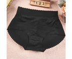 Breathable High waist Padded Butt Enhancer Shaper Hip Up Lady Sexy Panties Seamless Soft Underwear - Black