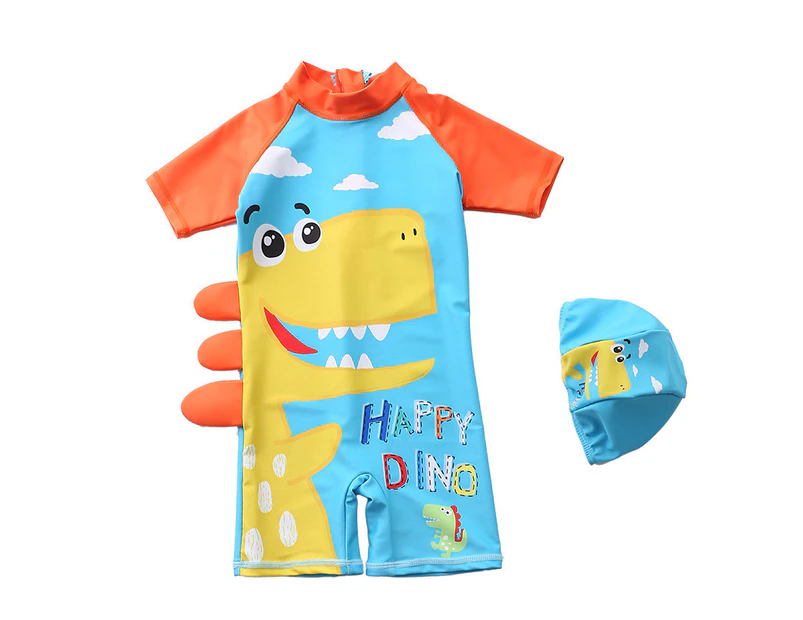 Children's Swimsuit with Caps Boys Dinosaur Baby Bathing Suit Boy Kids One Piece Swimming Suit Toddler Boy Swimsuits Beach Wear A3