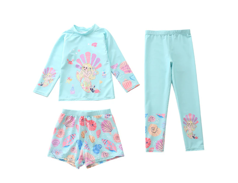Baby Girls Swimming Set Long Sleeve Swimwear Summer Beach Wear Swimming Costume Outfit Sun Protection Swimsuit for Girls Bathsuit A7