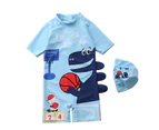 Children's Swimsuit Baby Bathing Suit Boy Kids One Piece Swimming Suit Toddler Boy Swimwear Bodysuit with Cap A5