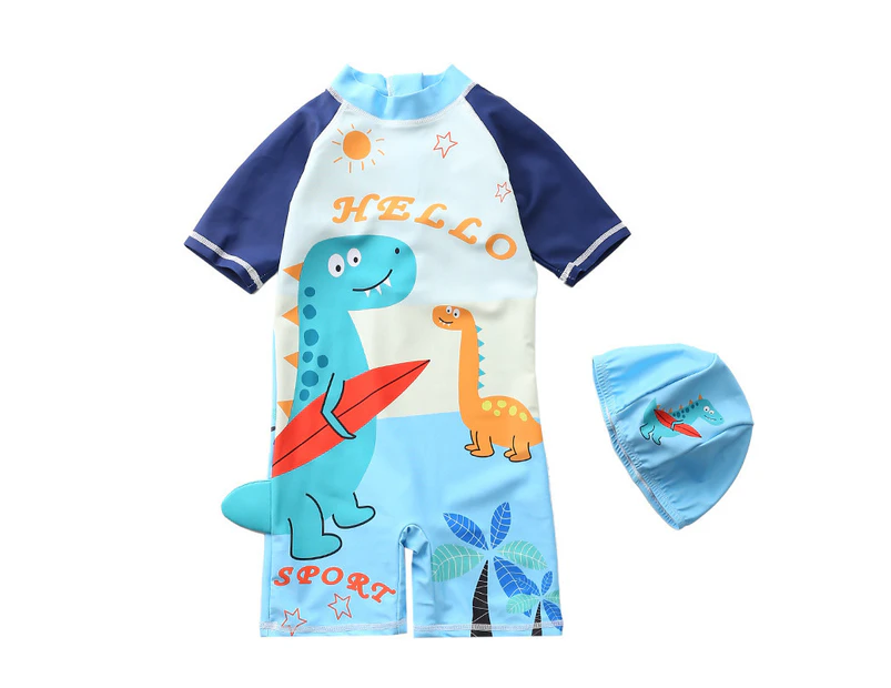 Children's Swimsuit Baby Bathing Suit Boy Kids One Piece Swimming Suit Toddler Boy Swimwear Bodysuit with Cap A3