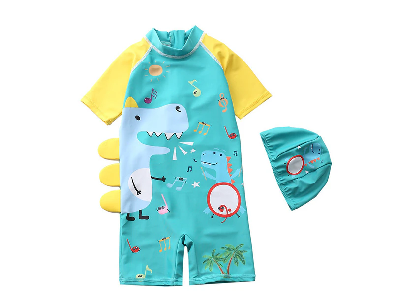 Children's Swimsuit Baby Bathing Suit Boy Kids One Piece Swimming Suit Toddler Boy Swimwear Bodysuit with Cap A2