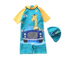 Children's Swimsuit Baby Bathing Suit Boy Kids One Piece Swimming Suit Toddler Boy Swimwear Bodysuit with Cap A6
