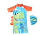 Children's Swimsuit with Caps Boys Dinosaur Baby Bathing Suit Boy Kids One Piece Swimming Suit Toddler Boy Swimsuits Beach Wear A9
