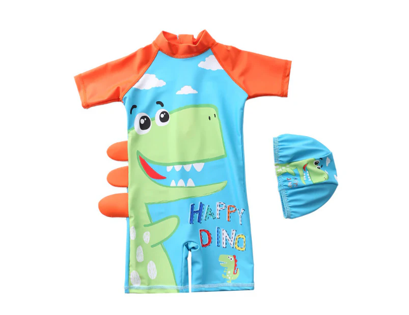 Children's Swimsuit with Caps Boys Dinosaur Baby Bathing Suit Boy Kids One Piece Swimming Suit Toddler Boy Swimsuits Beach Wear A9