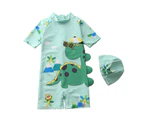 Children's Swimsuit with Caps Boys Dinosaur Baby Bathing Suit Boy Kids One Piece Swimming Suit Toddler Boy Swimsuits Beach Wear A4