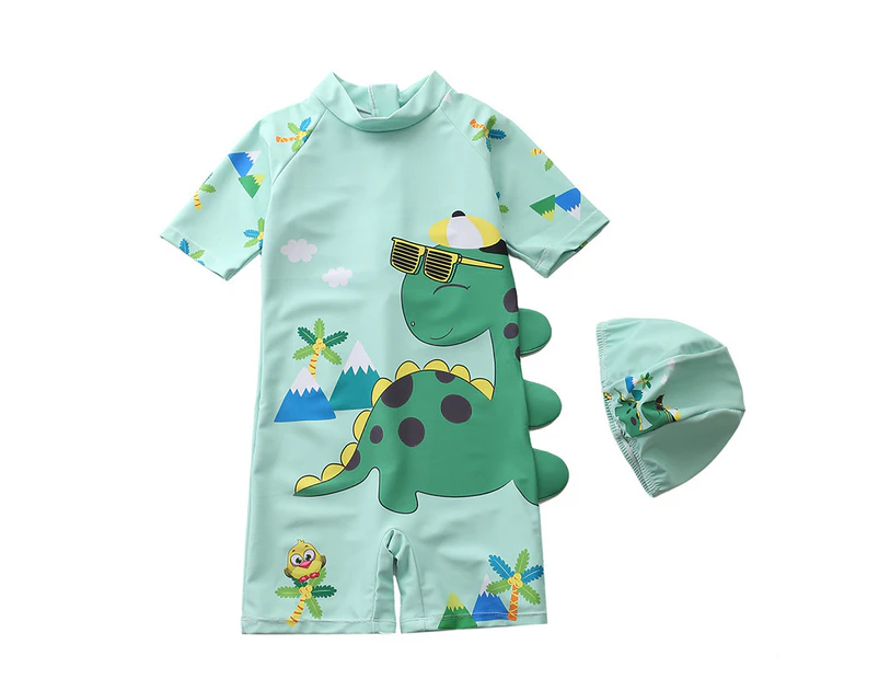 Children's Swimsuit with Caps Boys Dinosaur Baby Bathing Suit Boy Kids One Piece Swimming Suit Toddler Boy Swimsuits Beach Wear A4