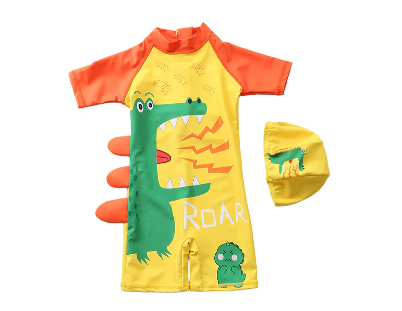 Children's Swimsuit with Caps Boys Dinosaur Baby Bathing Suit Boy Kids One Piece Swimming Suit Toddler Boy Swimsuits Beach Wear A2