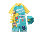 Children's Swimsuit with Caps Boys Dinosaur Baby Bathing Suit Boy Kids One Piece Swimming Suit Toddler Boy Swimsuits Beach Wear A1
