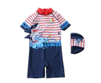 Children's Swimwear With Cap for Boys Cute Pattern Baby Bathing Suit Boy Kids One Piece Swimming Suit Toddler Boy Swimsuits Beach Clothes A4