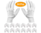 12 pairs White Cotton Gloves Work Gloves Cosmetic Hydration Gloves
