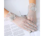 Floral Lace Gloves Bezel Lace Gloves Women Spring Summer Thin Touchscreen Gloves Sunscreen Gloves - Gray