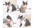 Pet Cat Leash Set Adjustable Cat Vest Harness Night Safe with Reflective Strap--Green pink M