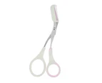 Eyebrow Comb Scissors Curved Eyebrow Trimmer Grooming Small Scissors with Comb Stainless Steel Eyebrow Eyelash Hair Remove Tool-White