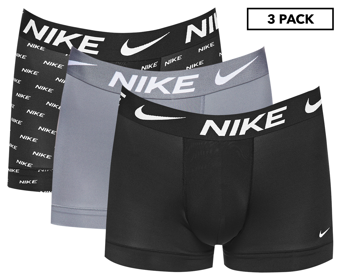 Nike Men's Dri-FIT Essential Micro Trunk 3pk - Black/Grey | Www.catch.co.nz