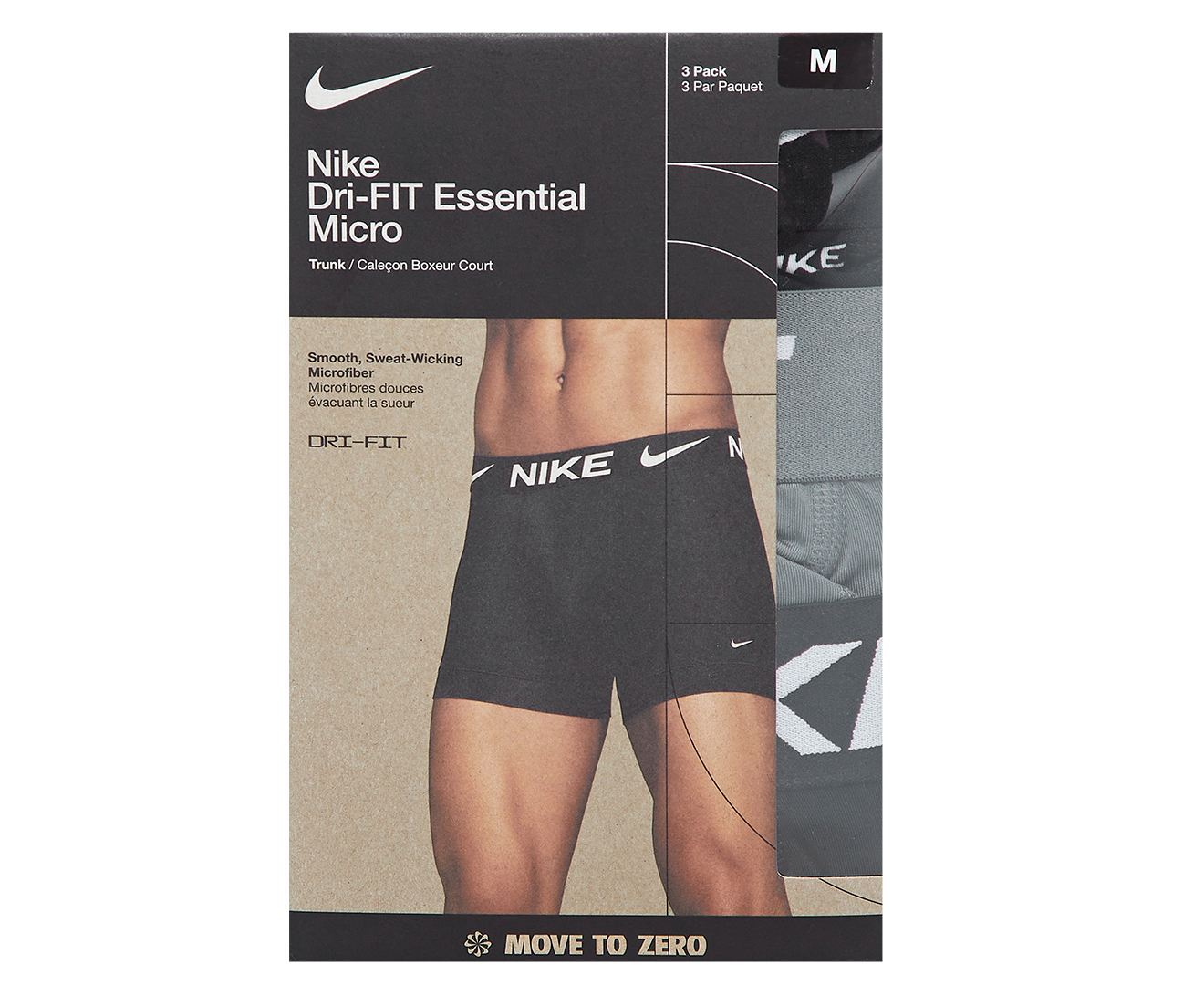 Nike Men's Dri-FIT Essential Micro Trunk 3pk - Black/Grey