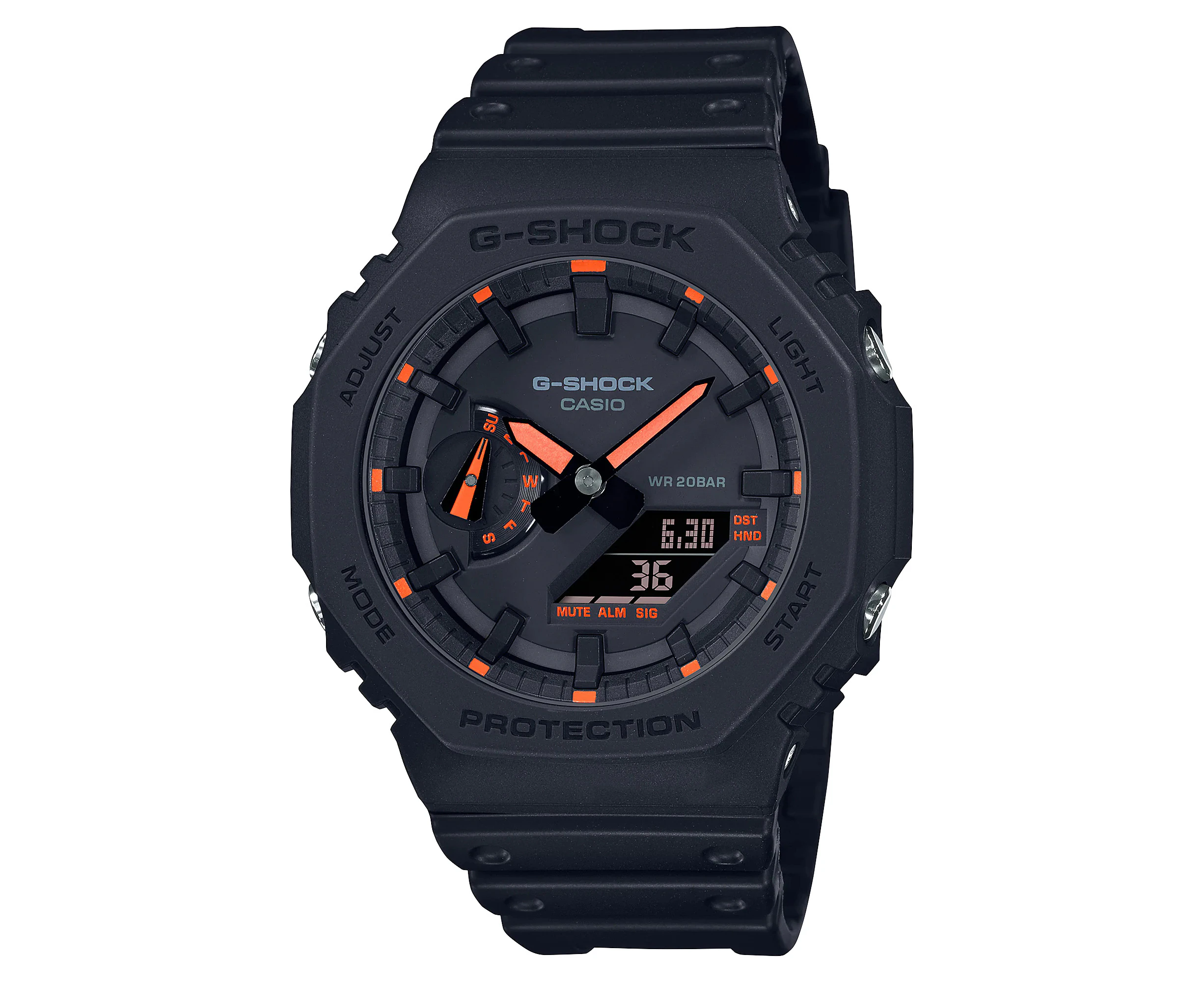 G-Shock Neon Accent Black Resin Band Watch GA2100-1A4