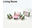 Wooden Miniature Doll House Furniture Room Set Toy Xmas Gift for Child Kids-Living Room